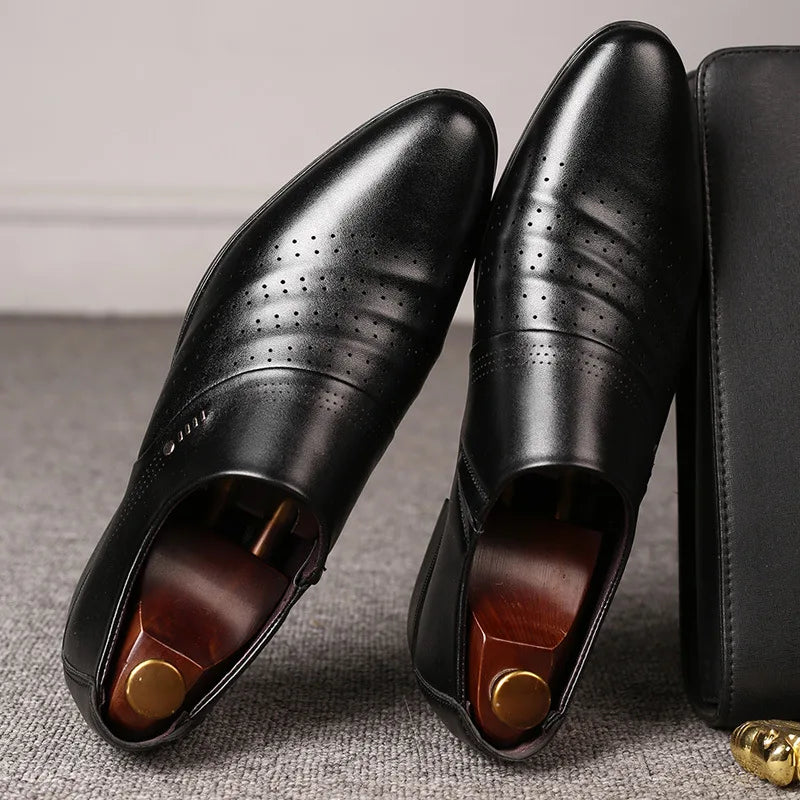 Men Shoes Casual Fashion Mens Dress Shoes for Male Party Sneakers Plus Size Slip on Black Leather Loafer Sapato Social Masculino