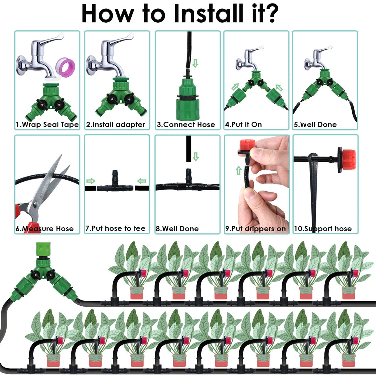 KESLA 30-1000x 4/7mm Garden Irrigation Nozzle 1/4 Adjustable Dripper Sprinkler Micro Drip Balcony Yard Watering Spray Greenhouse