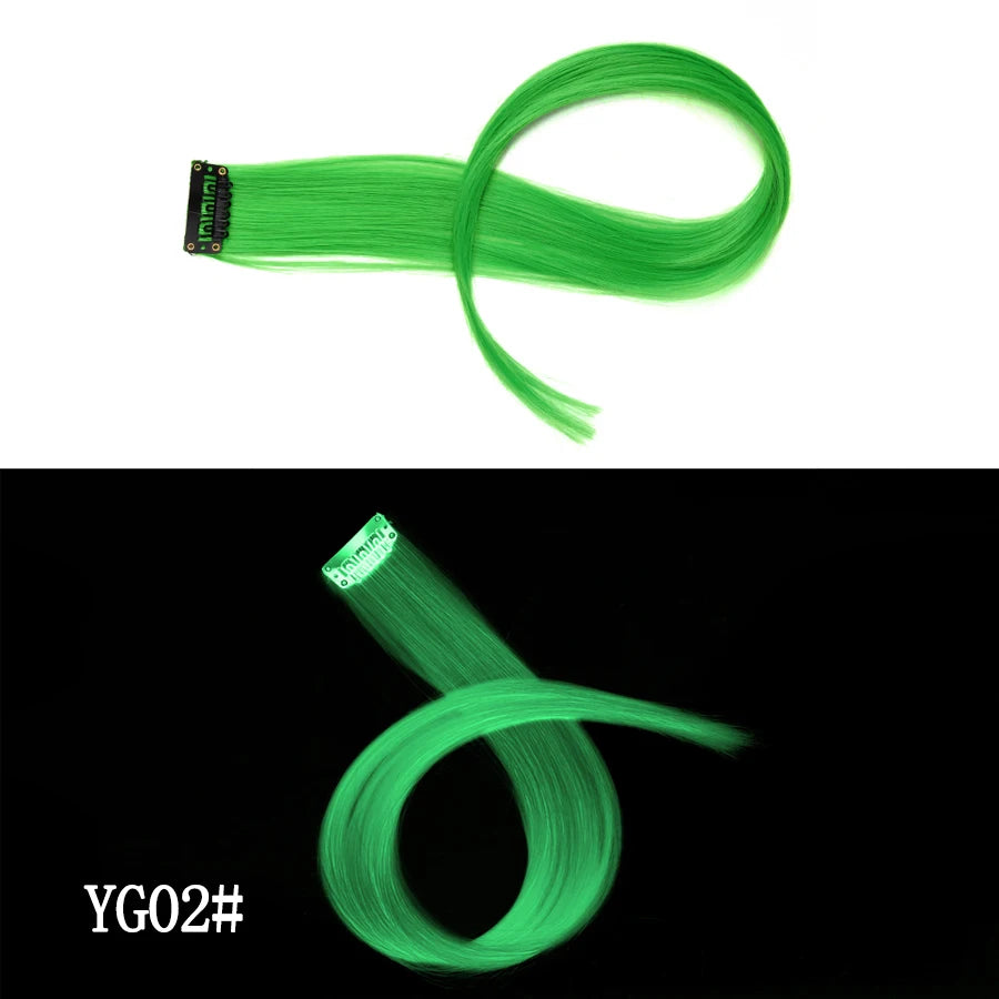 Synthetic Clip In One Pieces Raiinbow Hair Extensions  Straight Synthetic Hair Pieces 18" Long  Ombre Hair Pink Purple Red Blue