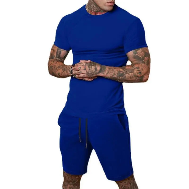 Conjuntos de camiseta y pantalones cortos para hombre Conjunto de 2 piezas de camiseta de manga corta y pantalones cortos para hombre Traje deportivo informal de playa de gran tamaño para hombre