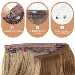 SARLA Synthetic Wave Invisible Clip in Hair Extensions Fish Line Ombre One Piece Natural Hairpiece Fake Blonde Hair Piece