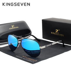 KINGSEVEN 2023 New Sunglasses For Men Design Aviation Alloy Full Frame Glasses HD Polarized UV400 Eye Protection Glasses Eyewear