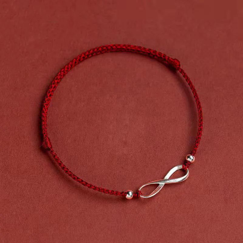 22cm 925 Silver Rope Bracelets Women Infinite Eight Lucky Red Thread Line String Bracelets For Women Girl Non Fading