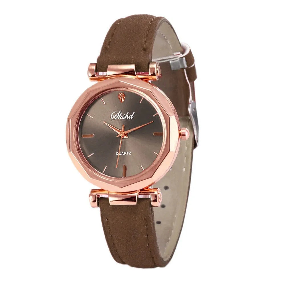 Leather Belt Elegant Wristwatch Analog Crystal Casual Fashion Quartz Watch Luxury Rhombus Design Ladies Watches Gift Reloj Mujer