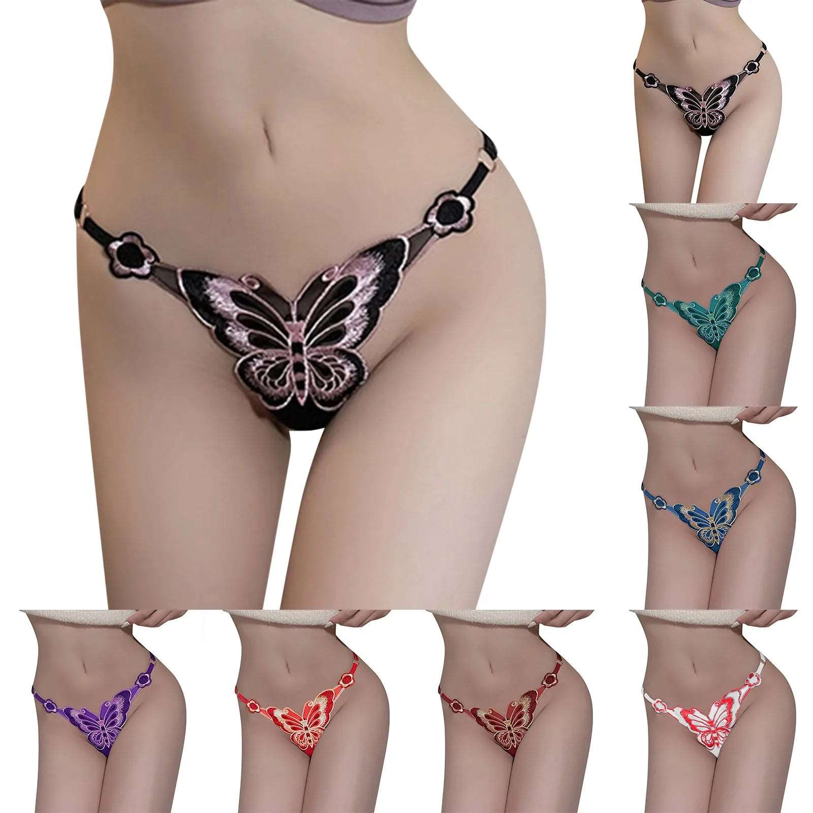 Sexy Lace Embroidery G-String Transparent Crotchless Hollow Thongs Solid Color Comfort T Back Temptation Female Underwear