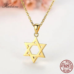 Jewish Magen Star of David Sterling 925 Silver Necklace Women Men Israel Judaica Hebrew Jewelry Hanukkah Pendants Gold Color