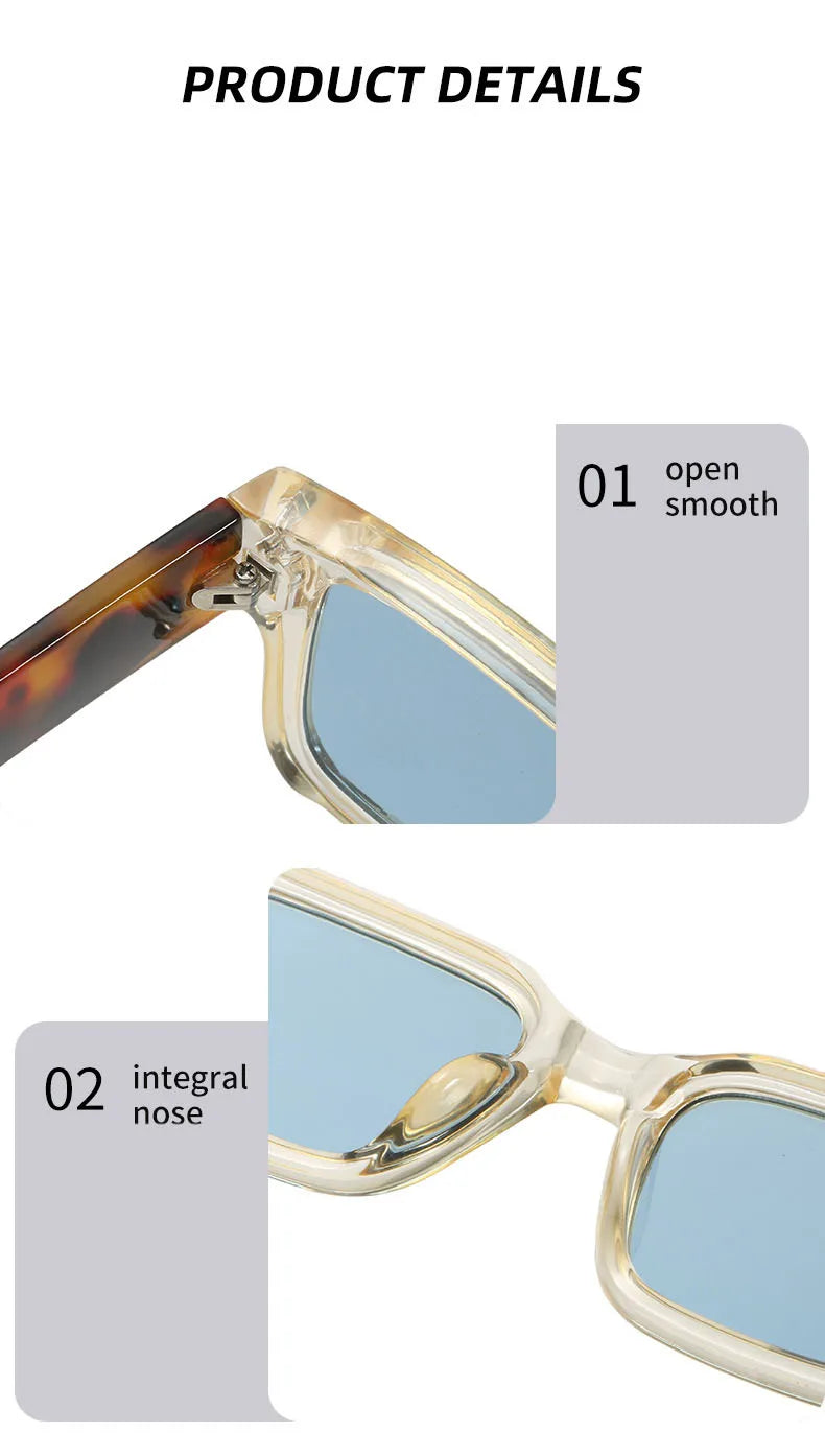 YOOSKE Rectangle Sunglasses New Fashion Women Yellow Blue Square Sun Glasses Men Vintage Outdoor Travel Style Goggles UV400