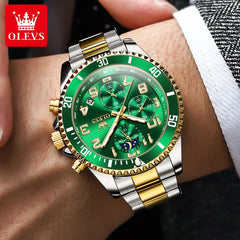 OLEVS Men's Watches Classic Multifunctional Chronograph Original Quartz Wristwatch Moon Phase 24 Hour Waterproof Watches Man NEW