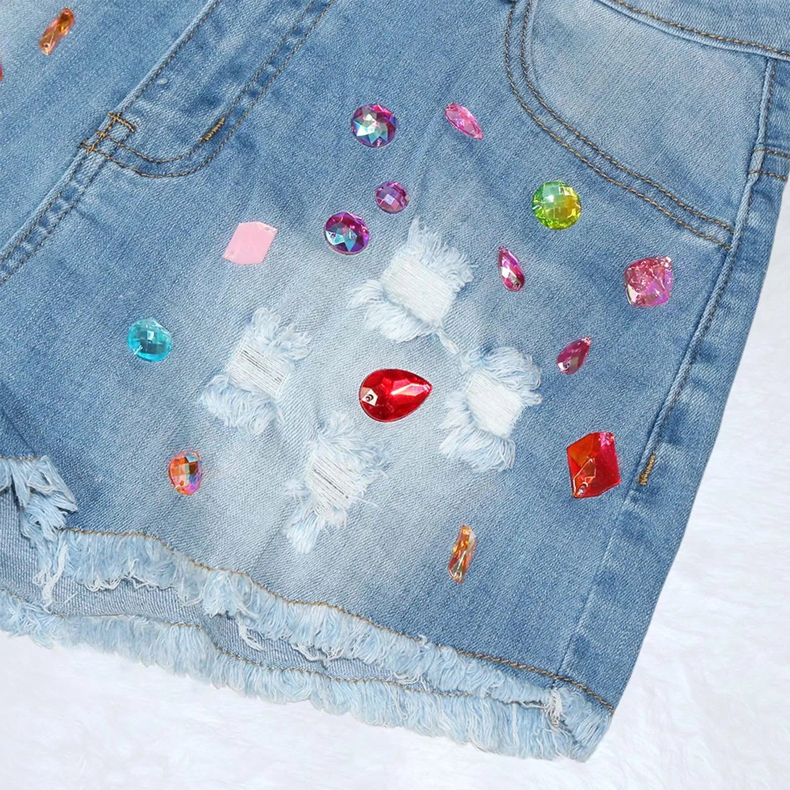 New Arrival Exquisite Rhinestone Beaded Denim Shorts Women High Waist Slimming Lift Butt Jean Shorts 2023 Trousers Summer Bottom