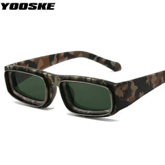 YOOSKE Rectangular Sunglasses Women Men Brand Designer Vintage Double Circle Metal Frame Sun Glasses Trendy Travel Style Eyewear