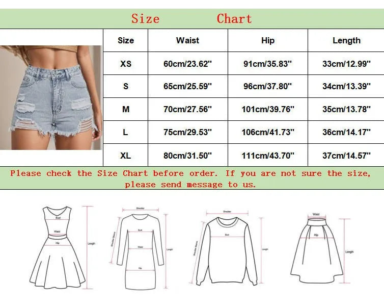 Women'S jeans shorts Casual Summer Fashion Ripped Jeans pants with holes washed color High-Waisted Fashion Denim Shorts 2024