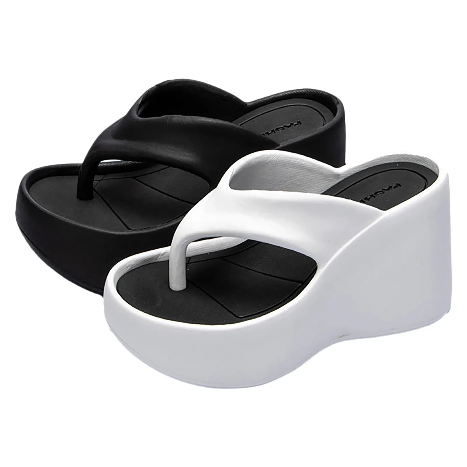 High Heeled Slippers For Women Thick Soled Flip Flops Summer Fashion Women Slipper Wedges Platform Slip-On White Female Footwear