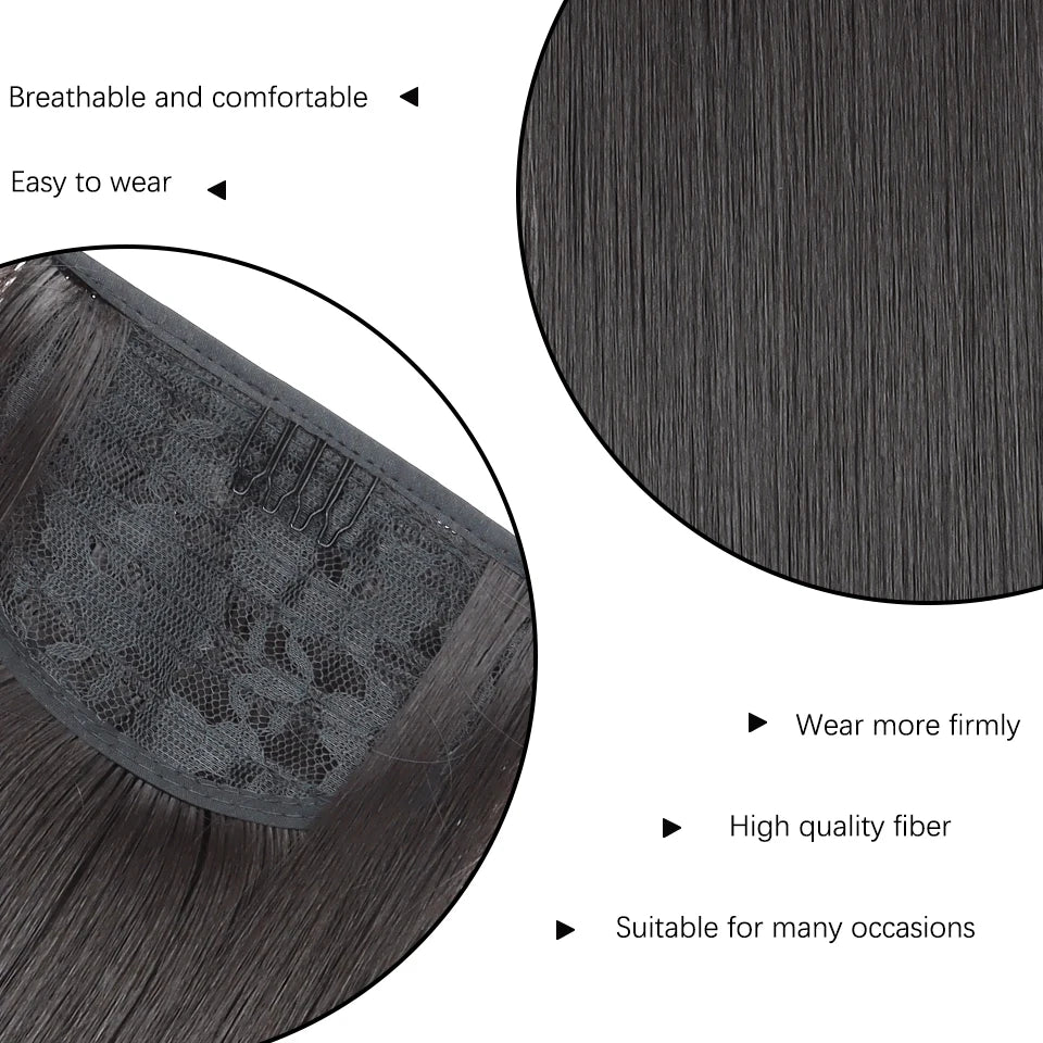 Cabello sintético de 22'', largo, liso, resistente al calor, con cola de caballo, pelo falso, peluca natural, tocado