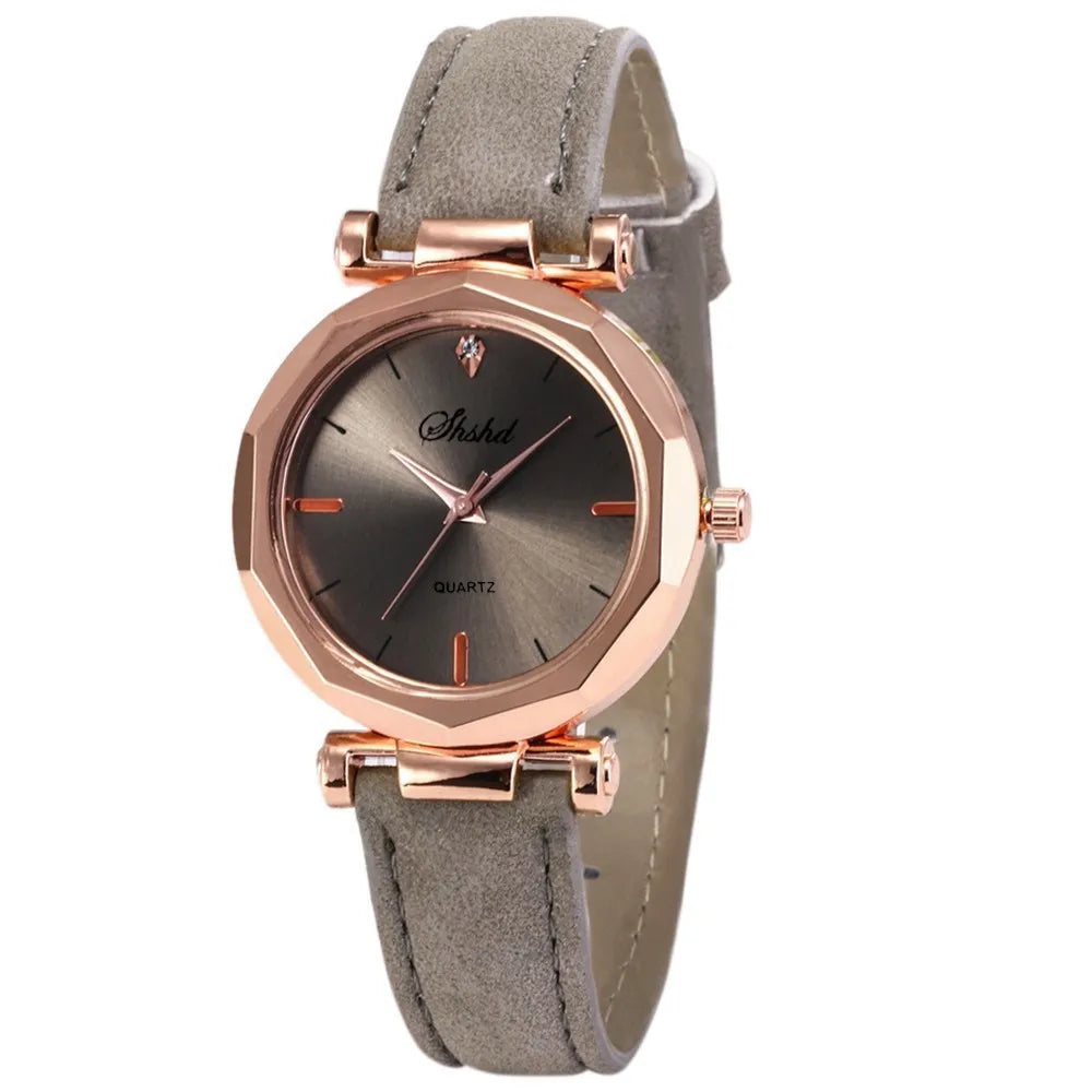 Leather Belt Elegant Wristwatch Analog Crystal Casual Fashion Quartz Watch Luxury Rhombus Design Ladies Watches Gift Reloj Mujer