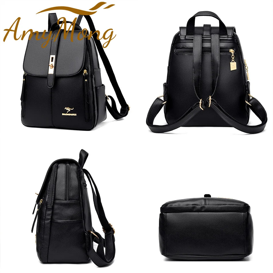 Women Large Capacity Backpack Purses High Quality Leather Female Vintage Bag School Bags Travel Bagpack Ladies Bookbag Rucksack