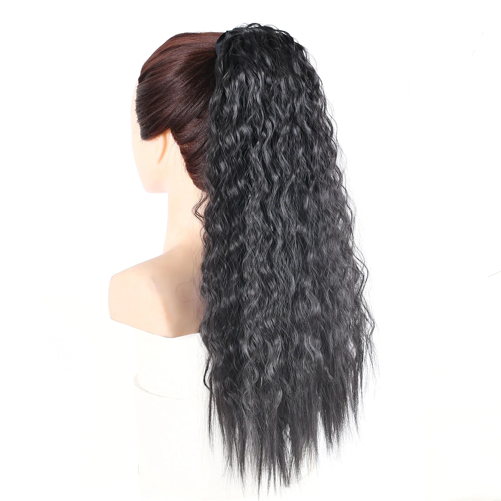 Jeedou Synthetic Long Kinky Curly Hair Ribbon Ponytail Extension Brown Blue Pink Purple Naturl Color Ponytails