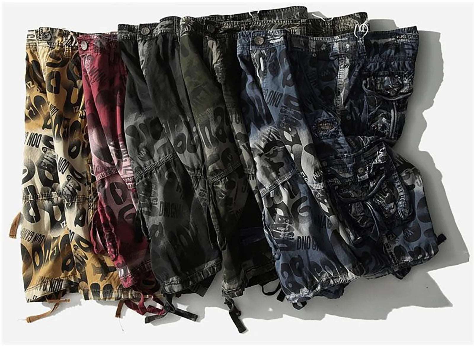 Men'S Camo Cargo Shorts Relaxed Fit Pocket Outdoor Cargo Shorts High Street Trousers Cotton Big Size Oversized Trousers