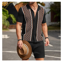 Business Casual Herrenanzug Hochwertiges zweiteiliges Set für Herren Sommer Herren Ice Silk Kurzarm Zweiteiliges Set Herrenbekleidung Fitnessstudio