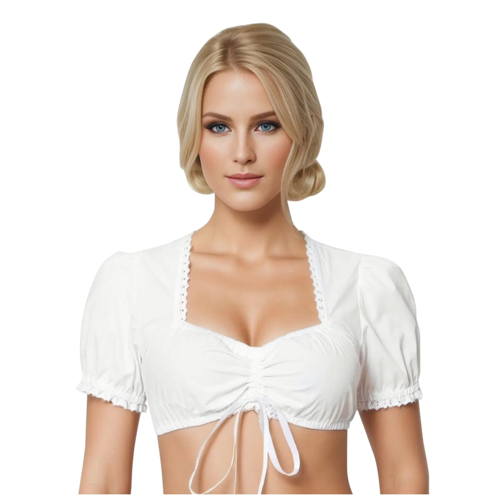 Elegant Oktoberfest Blouse Lace Floral Dirndl Wrap Crop Top Traditional Bavarian Beer Costumes Tops German Beer Festival