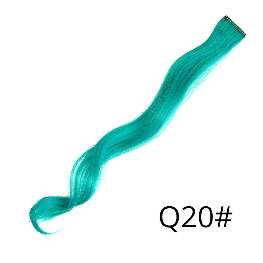 Synthetic Clip In One Pieces Raiinbow Hair Extensions  Straight Synthetic Hair Pieces 18" Long  Ombre Hair Pink Purple Red Blue