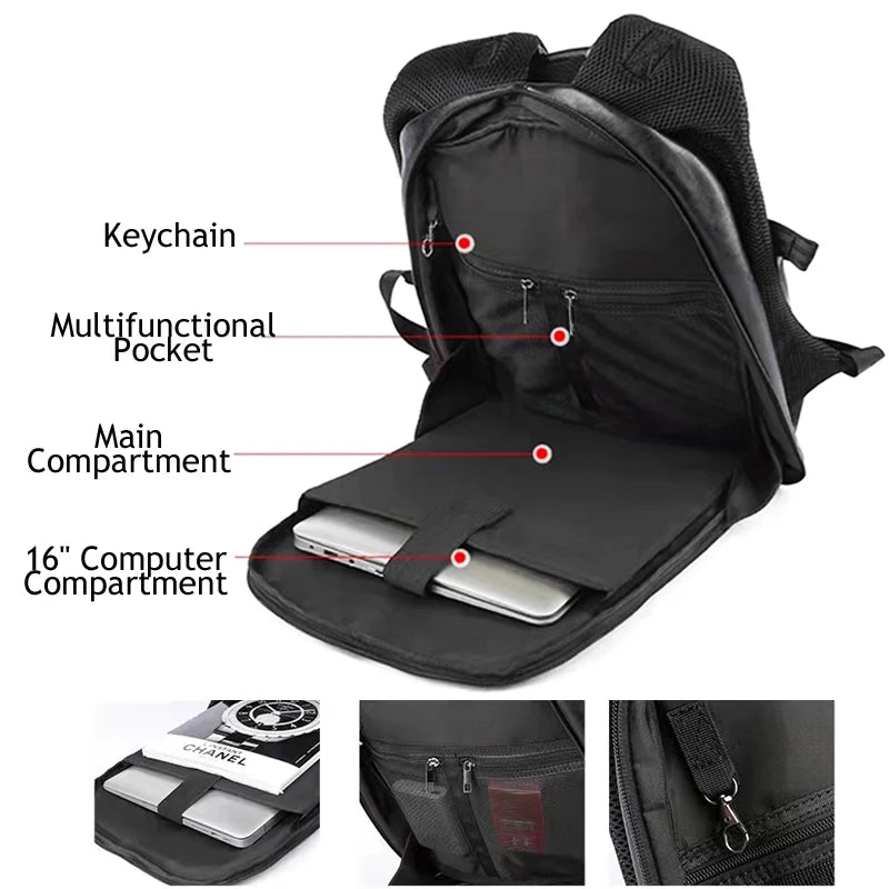 Mochila de cuero para hombre, mochila impermeable para computadora portátil, mochila de negocios de gran capacidad con carga USB, mochila deportiva de viaje para hombre