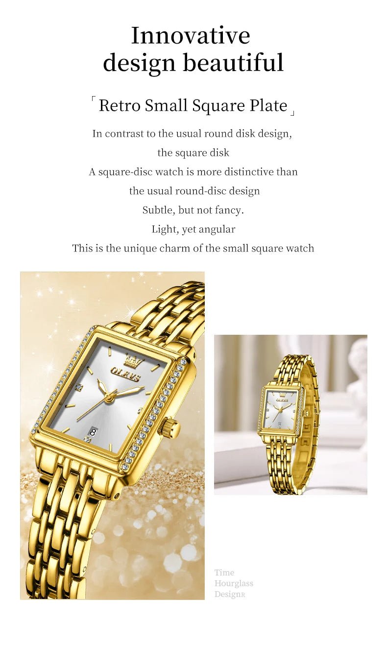 OLEVS 9995 Women's Watch Luxury Elegant Diamond Watch Classic Original Brand Gold Stainless Steel Waterproof Women Quartz Watch