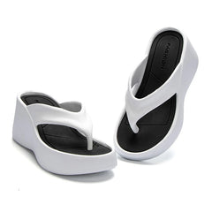 High Heeled Slippers For Women Thick Soled Flip Flops Summer Fashion Women Slipper Wedges Platform Slip-On White Female Footwear