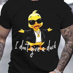 Men's Round Neck T-shirt, Printed With 'I Don't Care About Ducks' Pattern