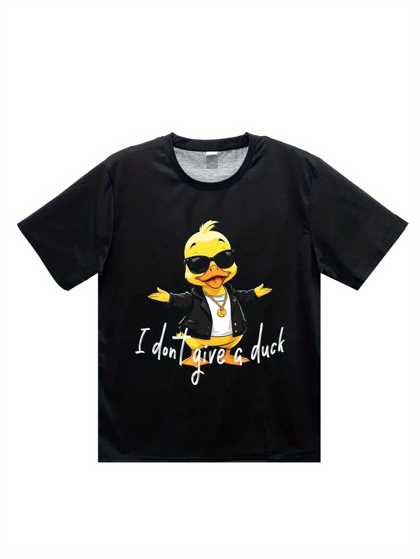 Men's Round Neck T-shirt, Printed With 'I Don't Care About Ducks' Pattern