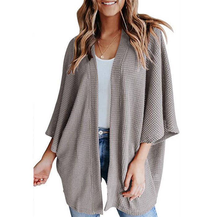 Bat Sleeve Waffle Gerson Women's Cardigan