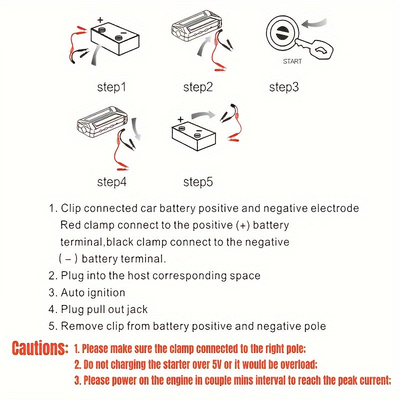 Portable Emergency Car Starter: Car Emergency Start Portable Battery Ignition Starter Lighting