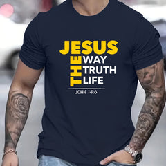 Jesus Print T-shirt, Men's T-shirt, Summer Casual Short Sleeved T-shirt